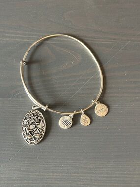 Alex and Ani Sister Silver Tone Bangle Adjustable Charm Bracelet